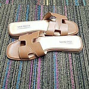 Steve Madden Brown Slide Sandals